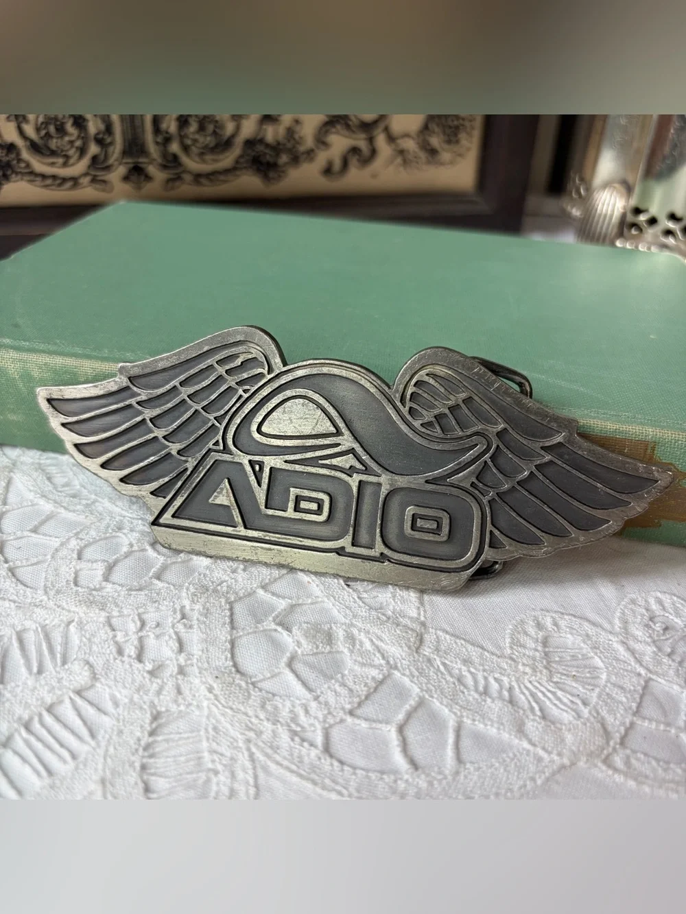 Vintage ADIO Skateboard Winged metal Belt Buckle Grunge Punk 90s